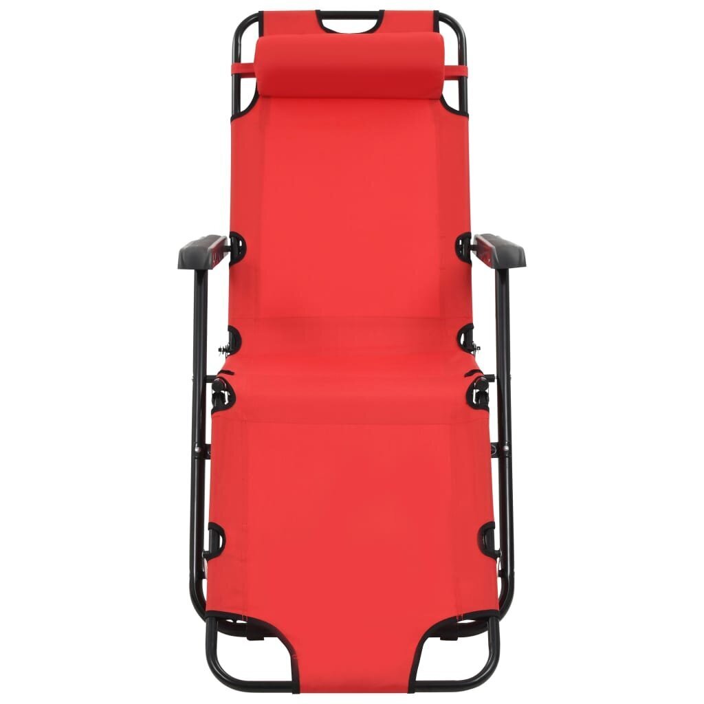 vidaXL sauļošanās krēsli, 2 gab., ar kāju balstu, tērauds, sarkani cena un informācija | Sauļošanās krēsli | 220.lv
