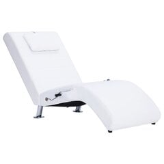 vidaXL masāžas zvilnis ar spilvenu, balta mākslīgā āda cena un informācija | Atpūtas krēsli | 220.lv