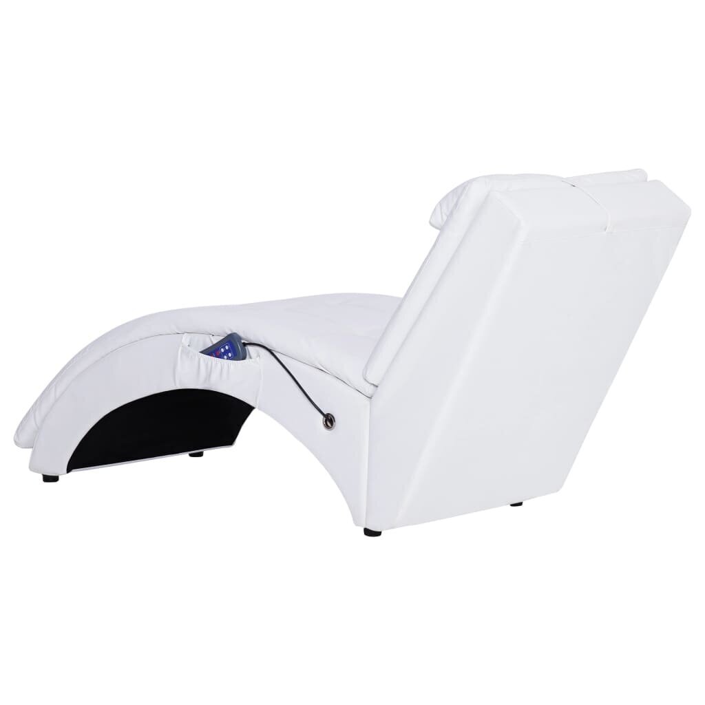 vidaXL masāžas zvilnis ar spilvenu, balta mākslīgā āda cena un informācija | Atpūtas krēsli | 220.lv