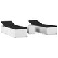 vidaXL 2 sauļošanās zviļņi ar galdiņu, balta PE rotangpalma cena un informācija | Sauļošanās krēsli | 220.lv