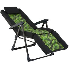 Saliekamais krēsls-zvilnis Patio Eljas Plus L112-02PB, melns/zaļš cena un informācija | Dārza krēsli | 220.lv