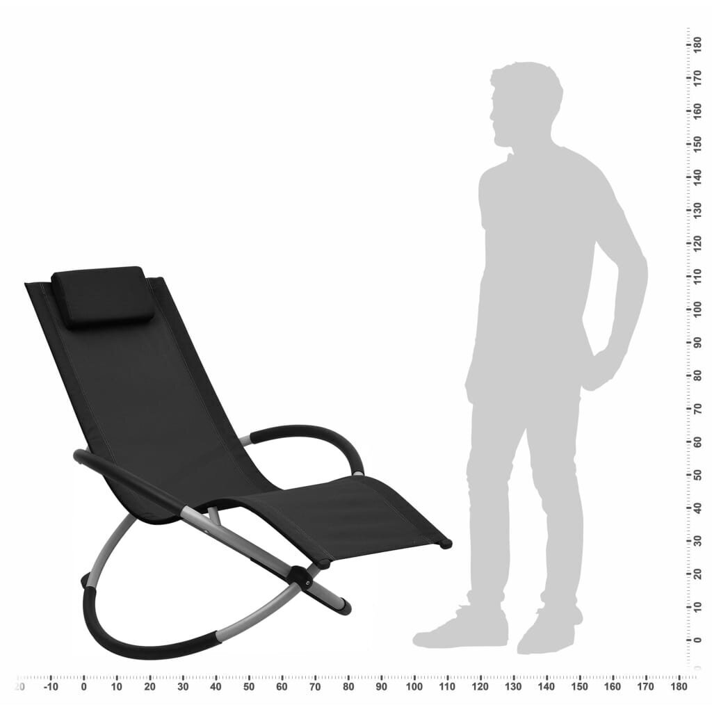 vidaXL bērnu sauļošanās zvilnis, melns tērauds cena un informācija | Dārza krēsli | 220.lv