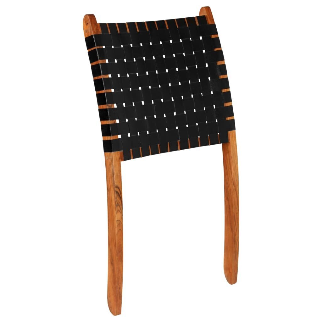 vidaXL atpūtas krēsls, dabīga āda, 59x72x79 cm, svītrains, melns cena un informācija | Dārza krēsli | 220.lv