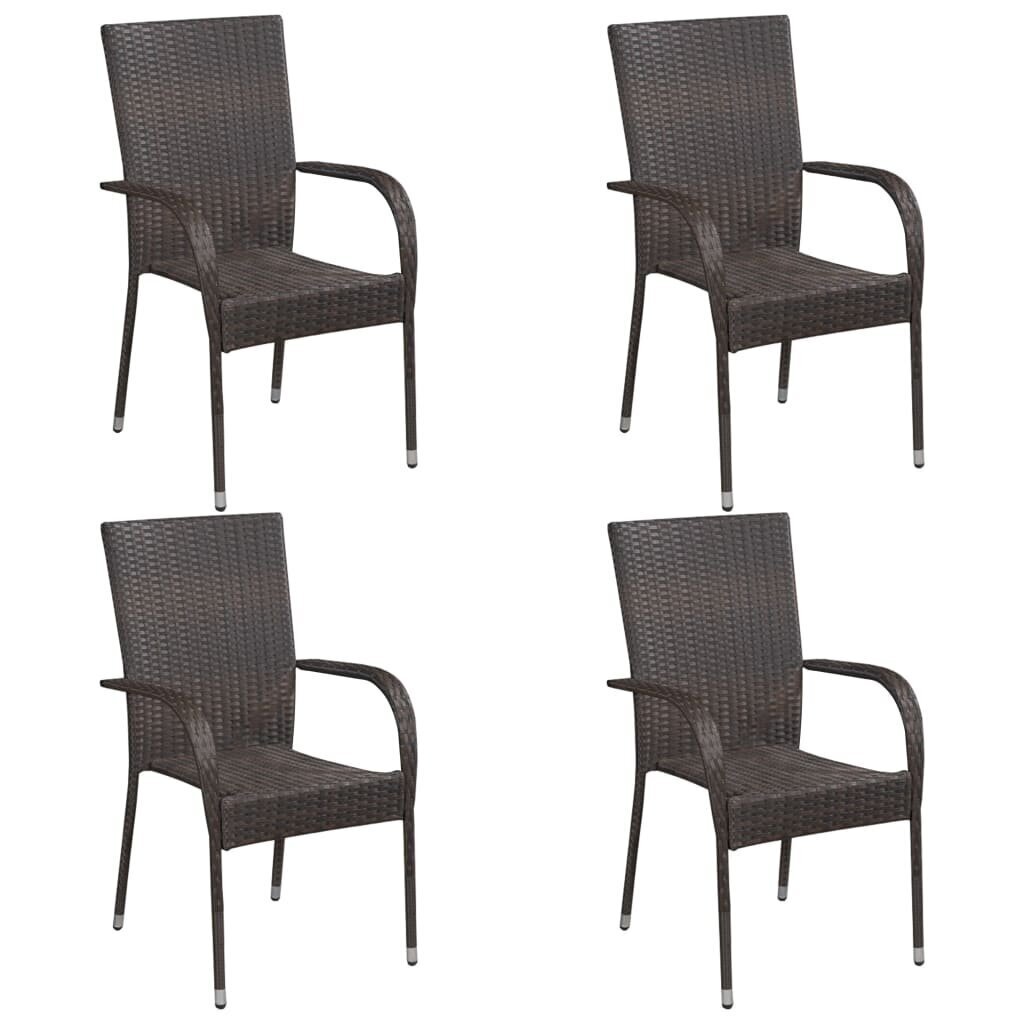 vidaXL dārza krēsli, 4 gab., PE rotangpalma, brūni cena un informācija | Dārza krēsli | 220.lv