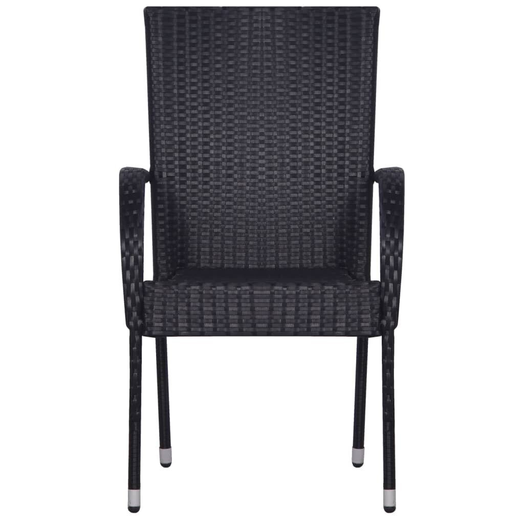 vidaXL dārza krēsli, 6 gab., PE rotangpalma, melni cena un informācija | Dārza krēsli | 220.lv