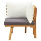vidaXL dārza stūra dīvāns ar matračiem, akācijas masīvkoks cena un informācija | Dārza krēsli | 220.lv