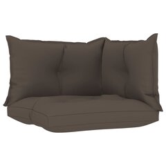 vidaXL palešu dīvānu matrači, 3 gab., pelēkbrūns audums cena un informācija | Krēslu paliktņi | 220.lv