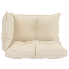 vidaXL palešu dīvānu matrači, 3 gab., krēmkrāsas audums cena un informācija | Krēslu paliktņi | 220.lv