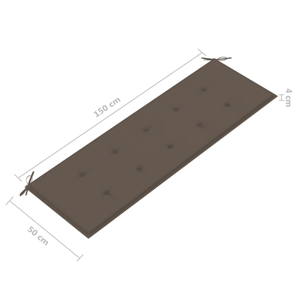 vidaXL dārza sola matracis, 150x50x3 cm, pelēkbrūns cena un informācija | Krēslu paliktņi | 220.lv