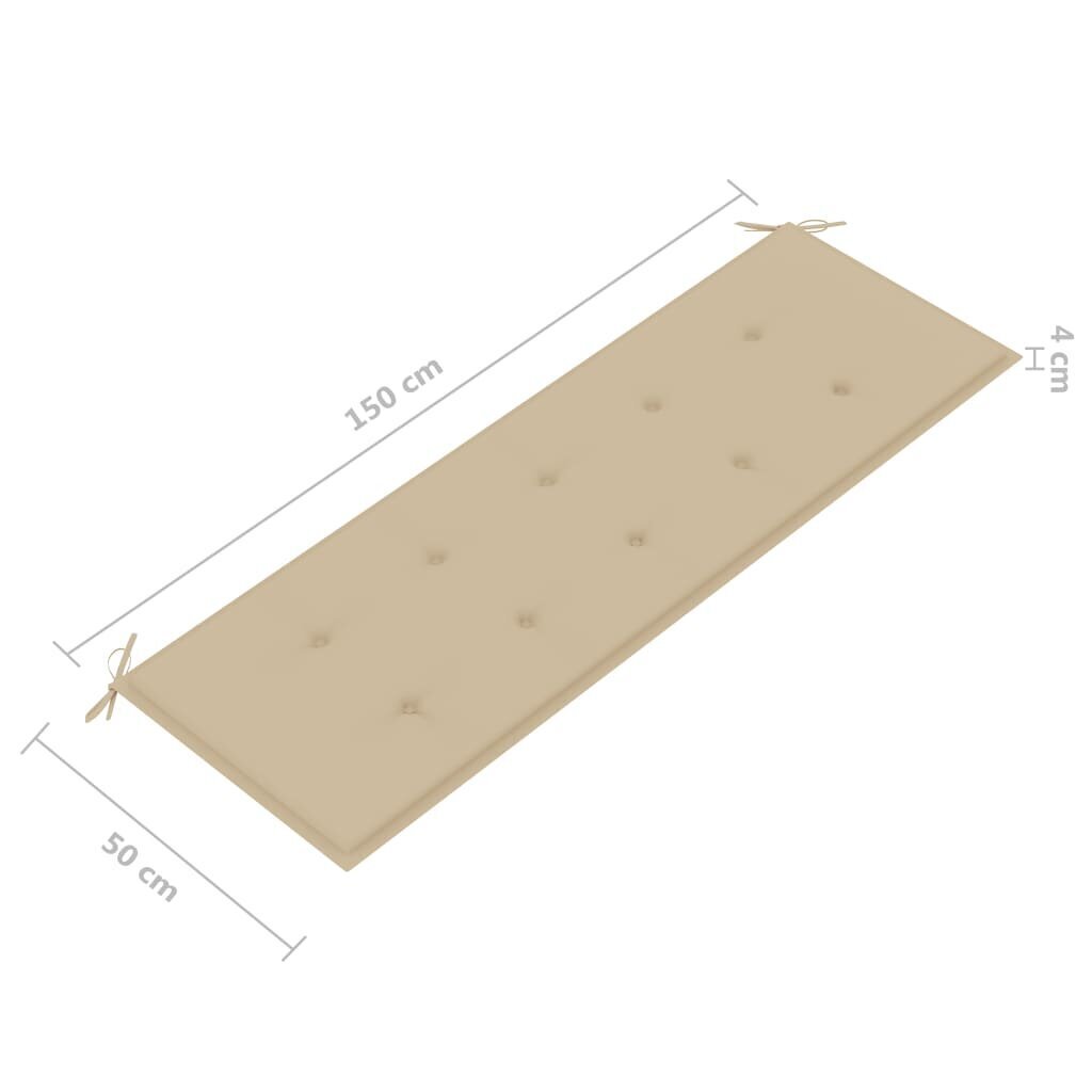 vidaXL dārza sola matracis, 150x50x3 cm, bēšs cena un informācija | Krēslu paliktņi | 220.lv