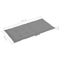 vidaXL dārza krēslu spilveni, 4 gab., pelēki, 100x50x3 cm цена и информация | Подушки, наволочки, чехлы | 220.lv