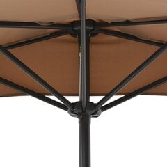 vidaXL balkona saulessargs ar alumīnija kātu, pelēkbrūns, 270x135 cm cena un informācija | Saulessargi, markīzes un statīvi | 220.lv