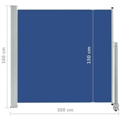 vidaXL izvelkama sānu markīze, 160x300 cm, zila cena un informācija | Saulessargi, markīzes un statīvi | 220.lv