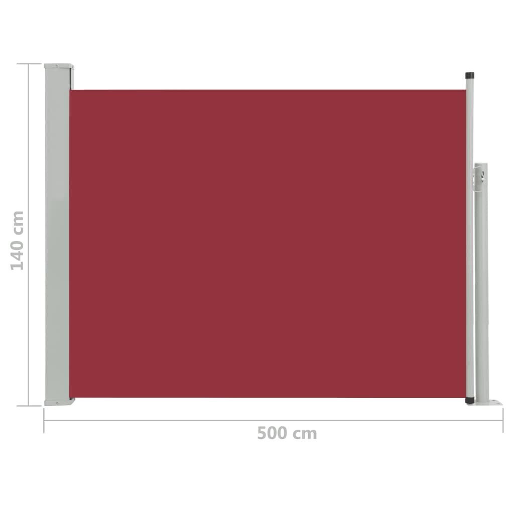 vidaXL izvelkama sānu markīze, sarkana, 140x500 cm cena un informācija | Saulessargi, markīzes un statīvi | 220.lv