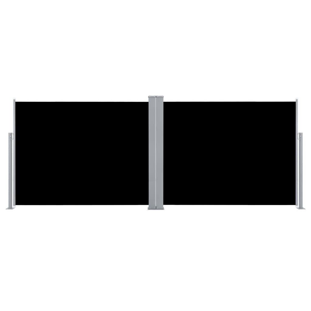 vidaXL izvelkams sānu aizslietnis, melns, 140x1000 cm cena un informācija | Saulessargi, markīzes un statīvi | 220.lv