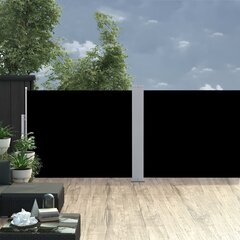 vidaXL izvelkams sānu aizslietnis, melns, 140x1000 cm цена и информация | Зонты, маркизы, стойки | 220.lv