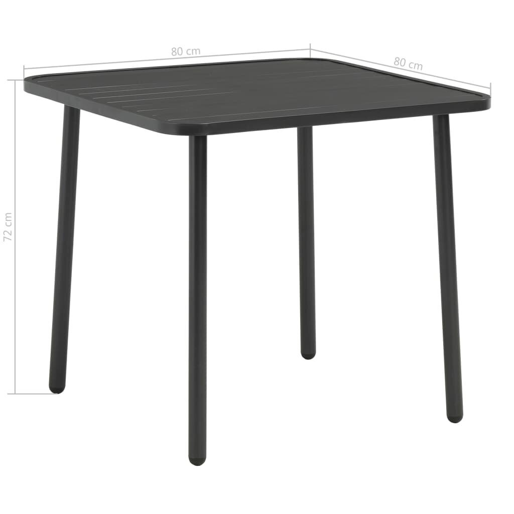 vidaXL dārza galds, 80x80x72 cm, tumši pelēks, tērauds цена и информация | Dārza galdi | 220.lv