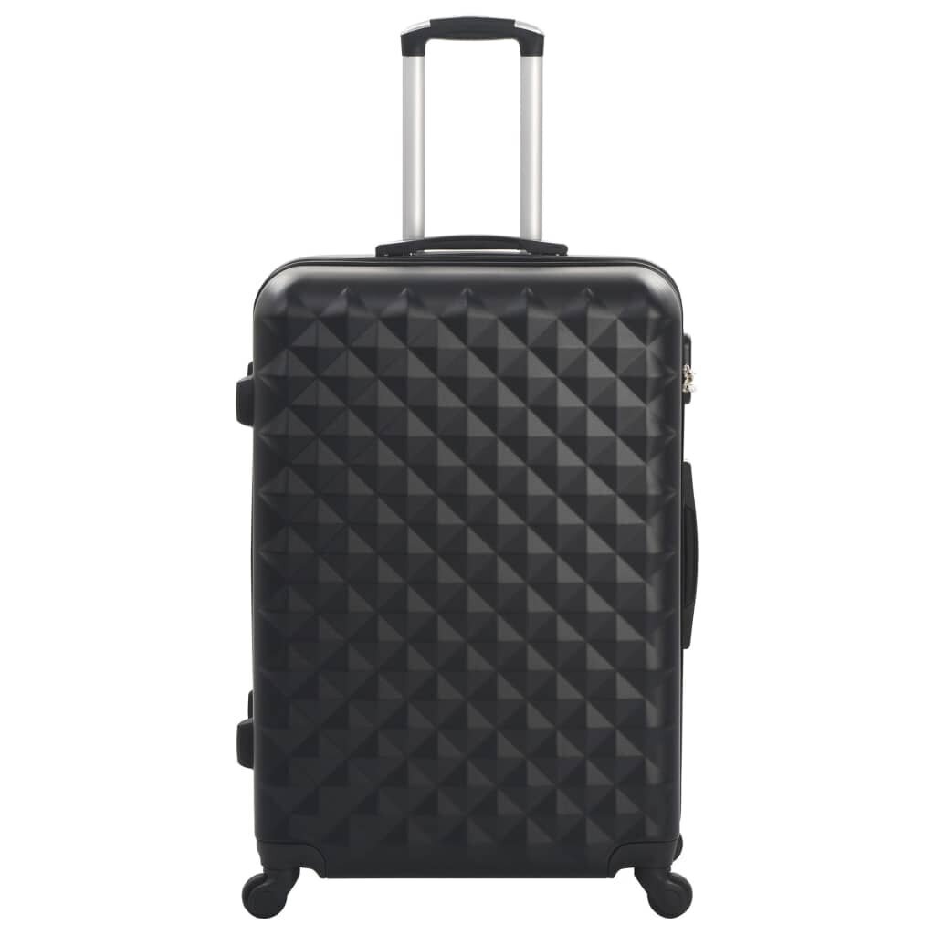 vidaXL cieto koferu komplekts, 3 gab., ABS, melns cena un informācija | Koferi, ceļojumu somas | 220.lv