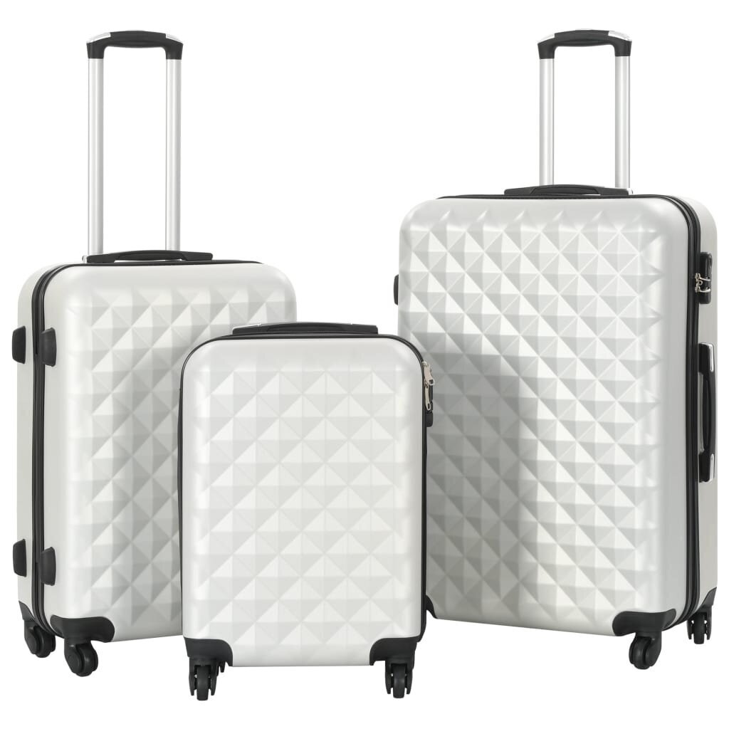 vidaXL cieto koferu komplekts, 3 gab., ABS, sudraba krāsā цена и информация | Koferi, ceļojumu somas | 220.lv
