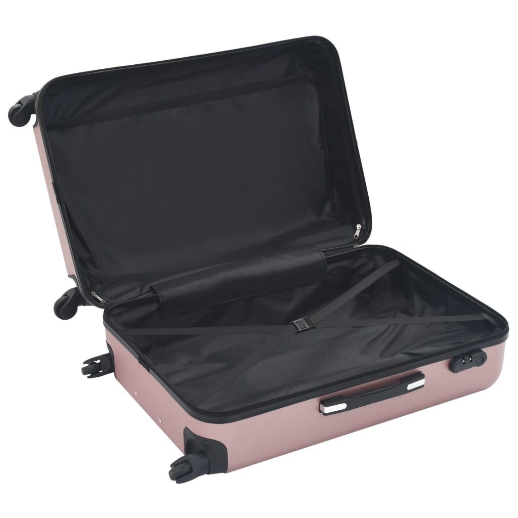 vidaXL cieto koferu komplekts, 3 gab., ABS, zeltaini rozā cena un informācija | Koferi, ceļojumu somas | 220.lv