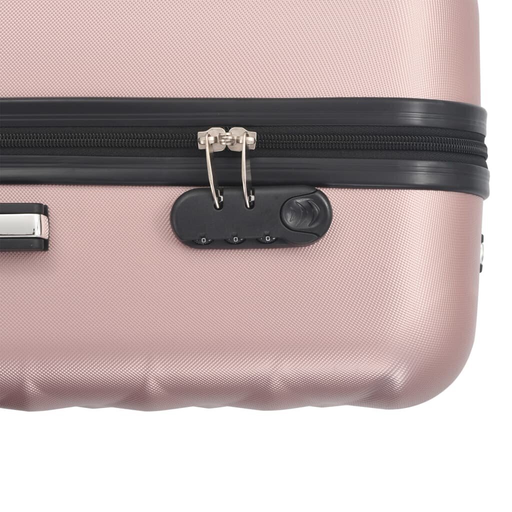 vidaXL cieto koferu komplekts, 3 gab., ABS, zeltaini rozā цена и информация | Koferi, ceļojumu somas | 220.lv