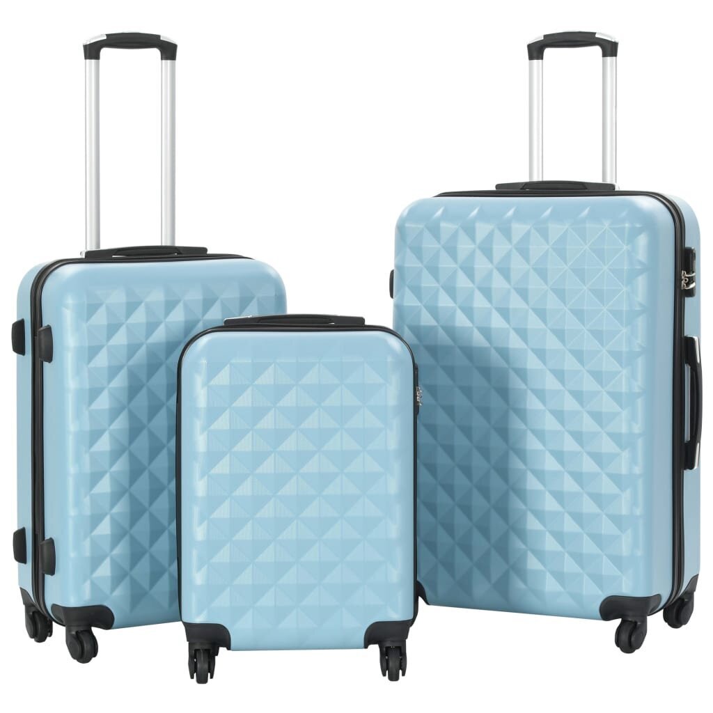 vidaXL cieto koferu komplekts, 3 gab., ABS, zils cena un informācija | Koferi, ceļojumu somas | 220.lv
