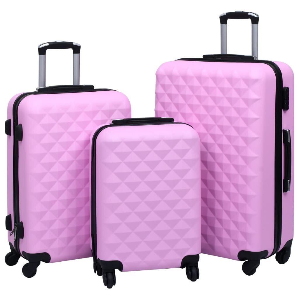 vidaXL cieto koferu komplekts, 3 gab., ABS, rozā цена и информация | Koferi, ceļojumu somas | 220.lv