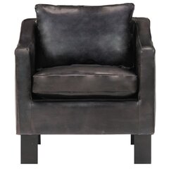 vidaXL atpūtas krēsls, melna dabīgā āda cena un informācija | Atpūtas krēsli | 220.lv