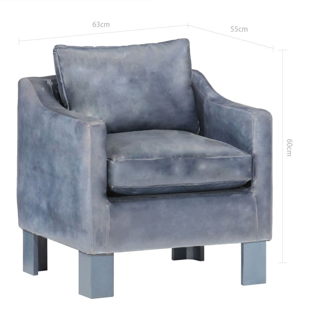 vidaXL atpūtas krēsls, pelēka dabīgā āda cena un informācija | Atpūtas krēsli | 220.lv