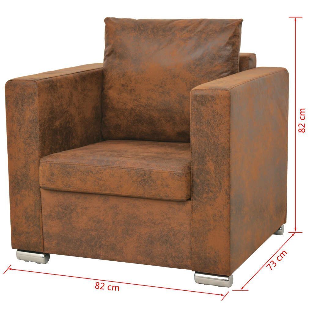 vidaXL atpūtas krēsls, brūna mākslīgā zamšāda cena un informācija | Atpūtas krēsli | 220.lv