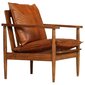 vidaXL atpūtas krēsls, brūna dabīgā āda, akācijas koks cena un informācija | Atpūtas krēsli | 220.lv