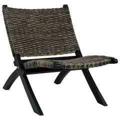 vidaXL atpūtas krēsls, melns, dabīga Kubu rotangpalma, sarkankoks cena un informācija | Dārza krēsli | 220.lv