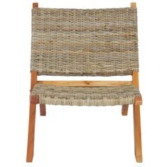 vidaXL atpūtas krēsls, dabīga Kubu rotangpalma, masīvs sarkankoks cena un informācija | Dārza krēsli | 220.lv