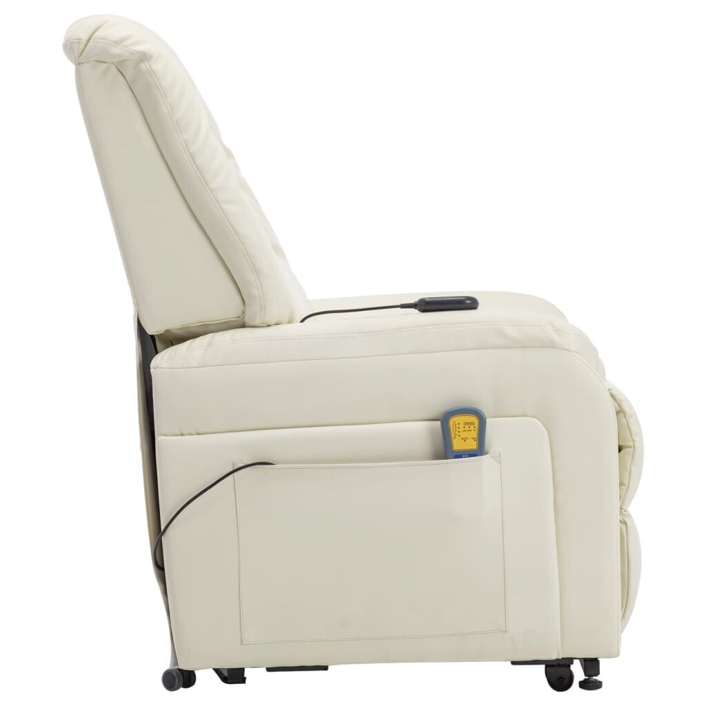 vidaXL elektriskais masāžas krēsls, pieceļams, krēmkrāsas mākslīgā āda cena un informācija | Atpūtas krēsli | 220.lv