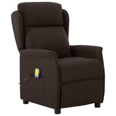 vidaXL masāžas krēsls, atgāžams, tumši brūns audums cena un informācija | Atpūtas krēsli | 220.lv