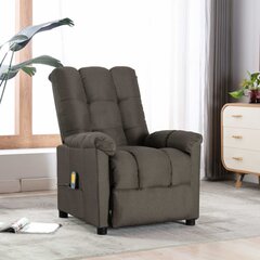vidaXL masāžas krēsls, atgāžams, pelēkbrūns audums cena un informācija | Atpūtas krēsli | 220.lv