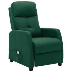 vidaXL masāžas krēsls, atgāžams, tumši zaļš audums cena un informācija | Atpūtas krēsli | 220.lv