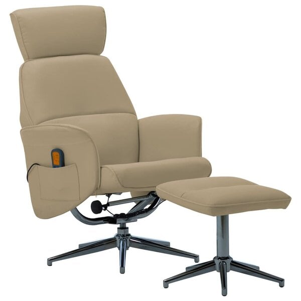 vidaXL masāžas krēsls ar kājsoliņu, kapučīno krāsas mākslīgā āda cena |  220.lv