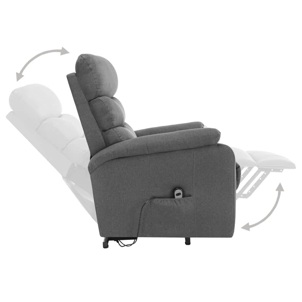 vidaXL masāžas krēsls, paceļams, gaiši pelēks audums цена и информация | Atpūtas krēsli | 220.lv