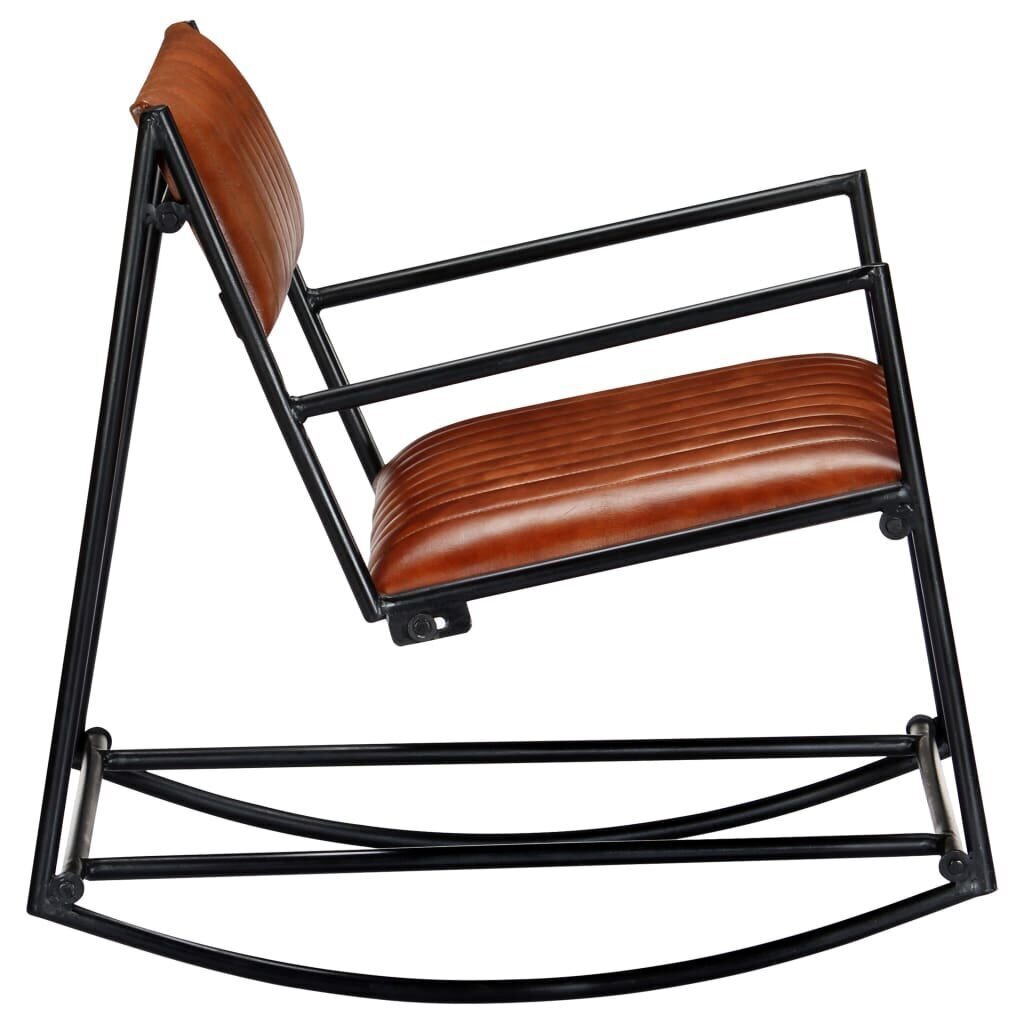 vidaXL šūpuļkrēsls, brūna dabīgā āda cena un informācija | Atpūtas krēsli | 220.lv
