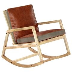 vidaXL šūpuļkrēsls, brūna dabīgā āda un mango masīvkoks цена и информация | Кресла в гостиную | 220.lv