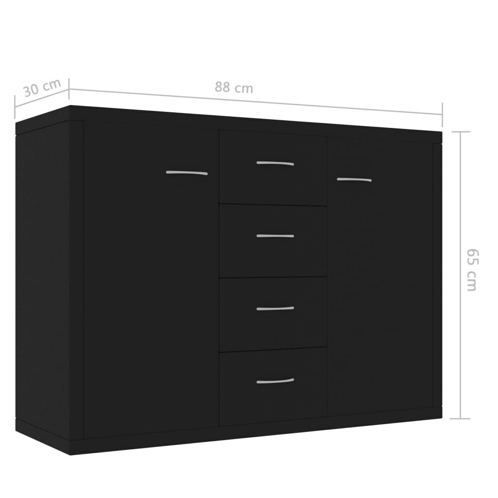 vidaXL kumode, melns, 88x30x65 cm, kokskaidu plātne цена и информация | Skapīši viesistabai | 220.lv