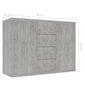 vidaXL kumode, 88x30x65 cm, kokskaidu plātne, betona pelēka cena un informācija | Skapīši viesistabai | 220.lv