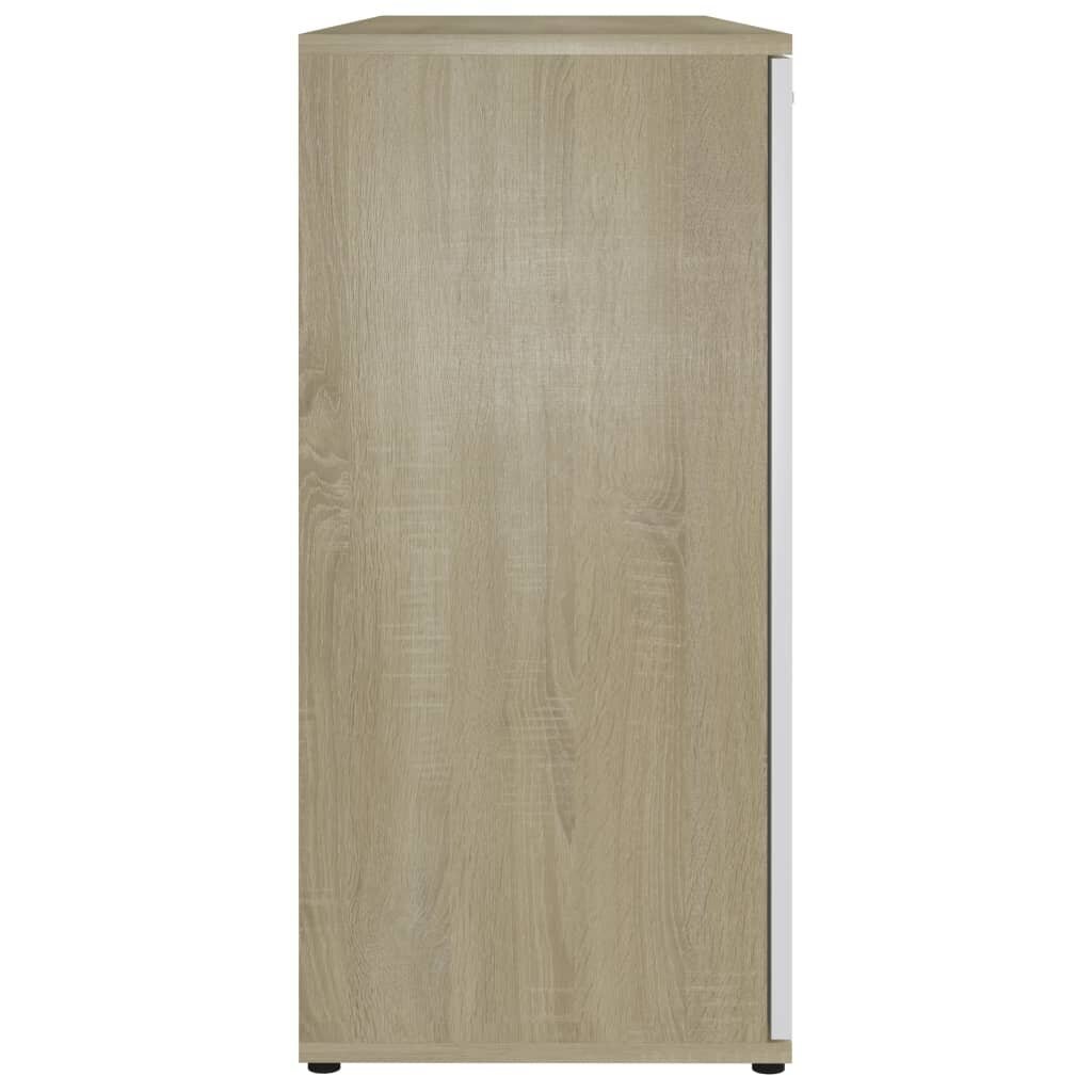vidaXL kumode, balta un ozolkoka, 120x35,5x75 cm, kokskaidu plātne cena un informācija | Skapīši viesistabai | 220.lv
