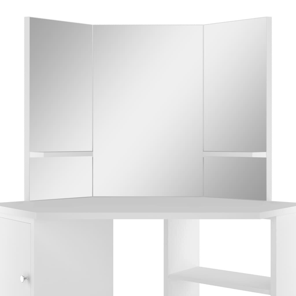 vidaXL stūra spoguļgaldiņš, balts цена и информация | Kosmētikas galdiņi | 220.lv
