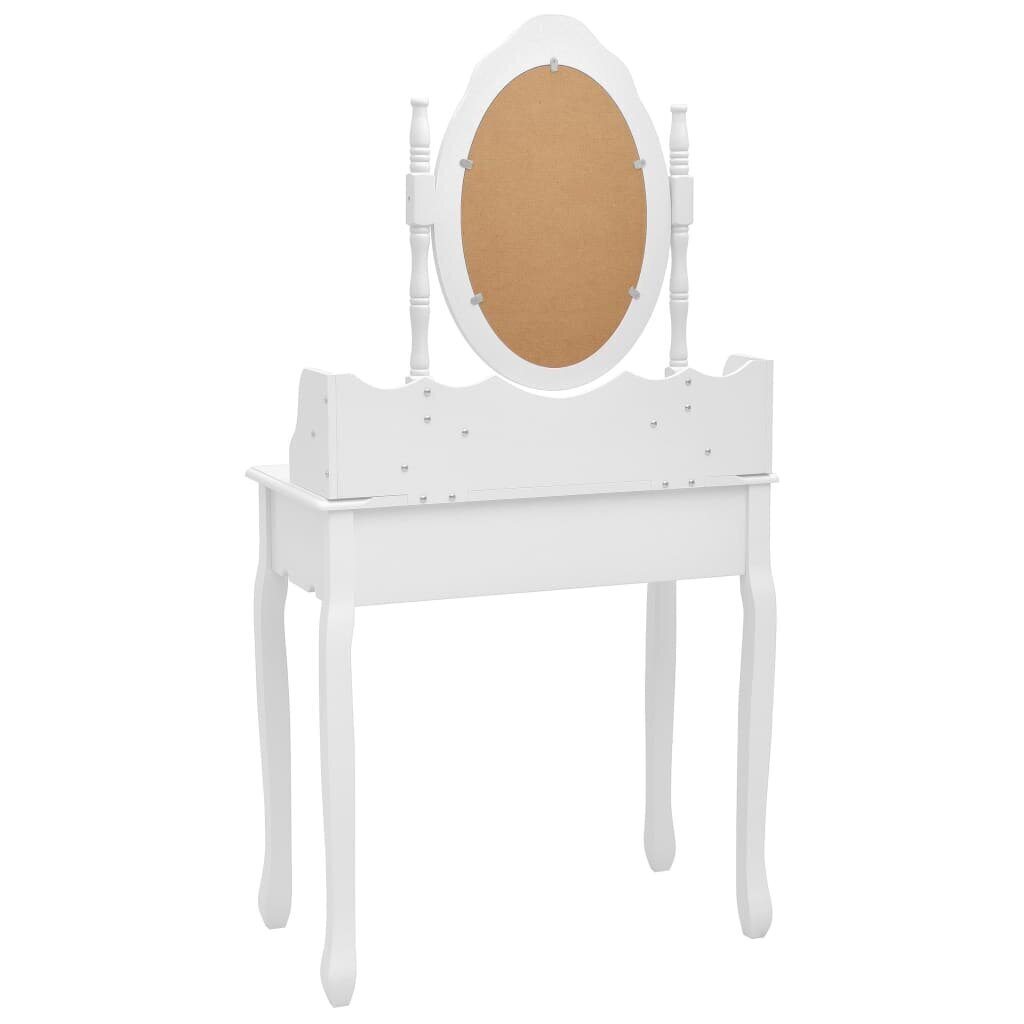 vidaXL spoguļgaldiņš ar tabureti, balts, 75x69x140 cm, paulonijas koks cena un informācija | Kosmētikas galdiņi | 220.lv