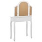 vidaXL spoguļgaldiņš ar tabureti, balts, 65x36x128 cm, paulonijas koks цена и информация | Kosmētikas galdiņi | 220.lv