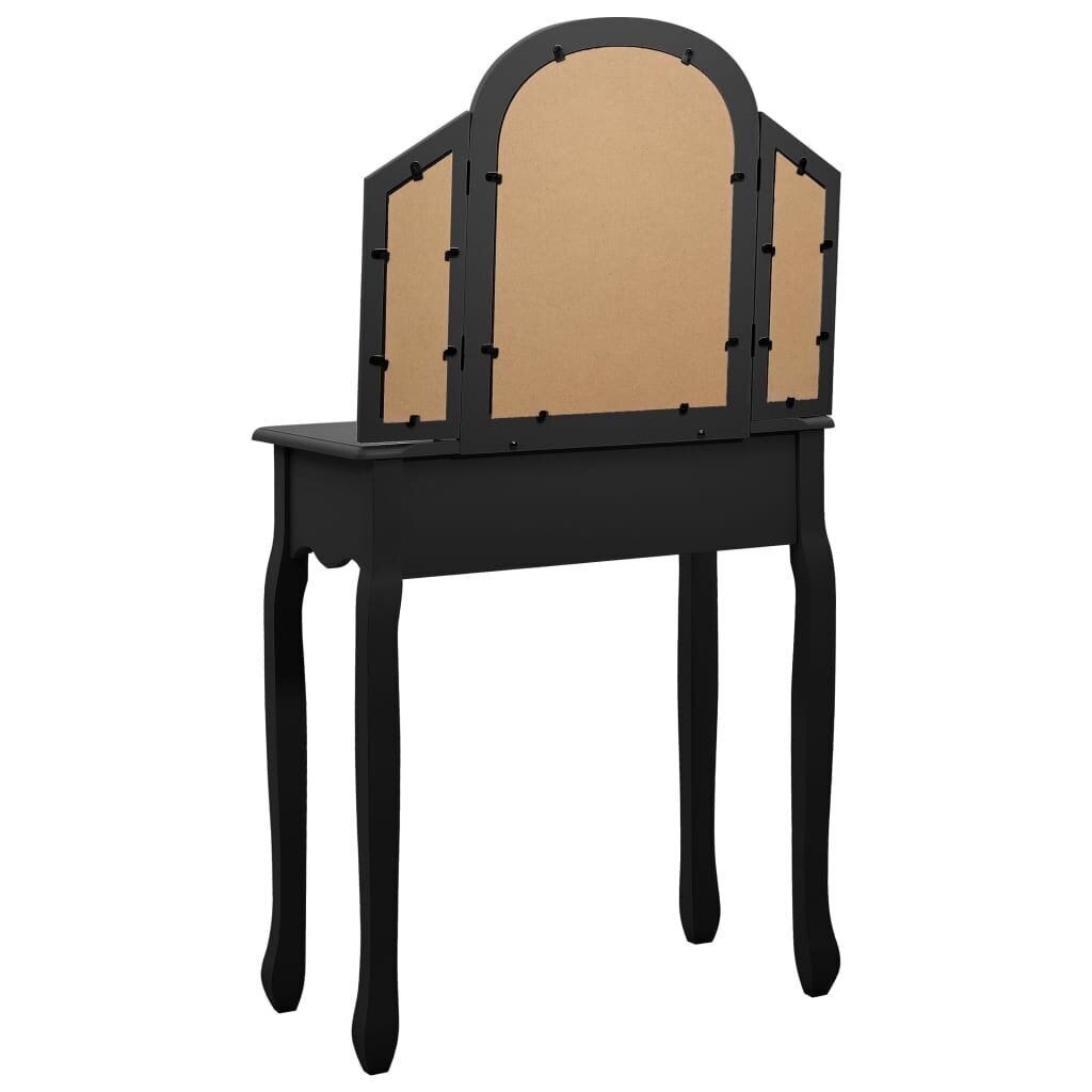 vidaXL spoguļgaldiņš ar tabureti, melns, 65x36x128 cm, paulonijas koks cena un informācija | Kosmētikas galdiņi | 220.lv