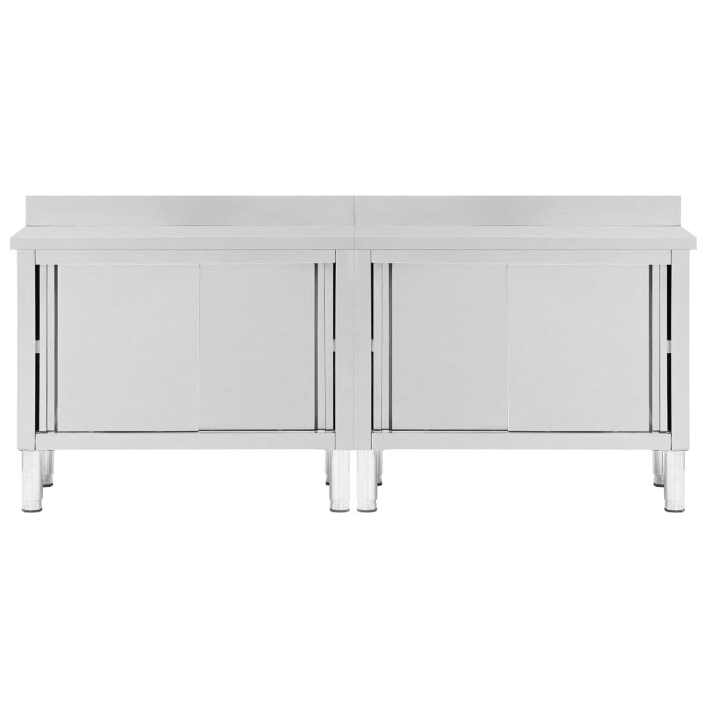 vidaXL darba galdi ar bīdāmām durvīm, 2 gab., 240x50x95 cm, tērauds cena un informācija | Virtuves skapīši | 220.lv