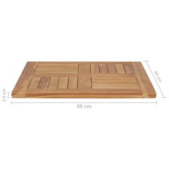 vidaXL galda virsma, 60x60x2,5 cm, masīvs tīkkoks цена и информация | Столешницы для кухни | 220.lv